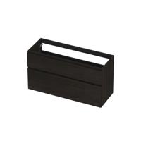 INK - Onderkast 2 Laden Greeploos Fineer Eiken met Houten Keerlijst A-symmetrisch - 1200x450x650 Mm - Matt Intens Black - thumbnail