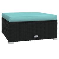 9-delige Loungeset met kussens poly rattan zwart - thumbnail