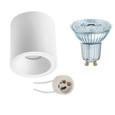 Opbouwspot Set - LEDVANCE Parathom PAR16 940 36D - Pragmi Cliron Pro - GU10 Fitting - Dimbaar - Opbouw Rond - Mat Wit - 3.4W - Natuurlijk Wit 4000K - Verdiept - Ø90mm