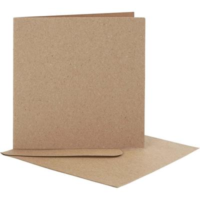 Creativ Company Kaarten en enveloppen, afmeting kaart 12,5x12,5 cm, afmeting envelop 13,5x13,5 cm, naturel, 10 set/ 1 doos