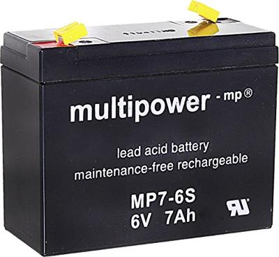 multipower MP7-6S Loodaccu 6 V 7 Ah Loodvlies (AGM) (b x h x d) 116 x 99 x 50 mm Kabelschoen 4.8 mm Onderhoudsvrij, Geringe zelfontlading