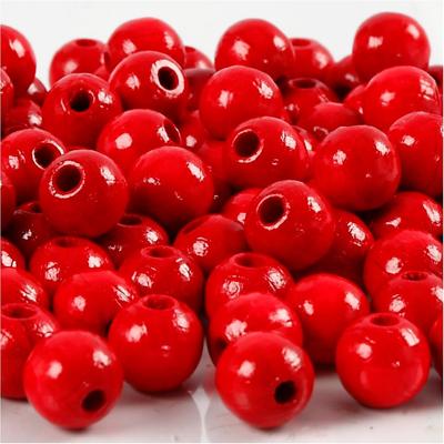 Creativ Company Houten kralen, d 8 mm, gatgrootte 2 mm, ca. 80 stuk, rood, 15 gr/ 1 doos