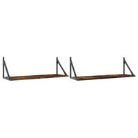 Wandschappen 2 st 80x25x25,5 cm bewerkt hout gerookt eikenkleur - thumbnail