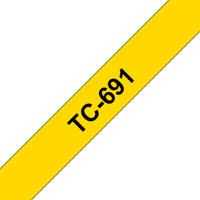 Brother TC-691 Labeltape Kunststof Tapekleur: Geel Tekstkleur: Zwart 9 mm 7.7 m - thumbnail