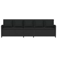Tuinbank 5-zits met kussens poly rattan zwart - thumbnail