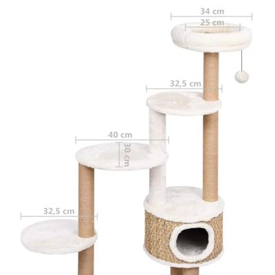 VidaXL Kattenmeubel met luxe kussen en krabpalen 148 cm zeegras VidaXL Kattenmeubel met luxe kussen en krabpalen 148 cm zeegras