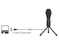DeLOCK usb condenser microfoon (zwart, met tafel standaard) - thumbnail