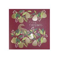 Kerstkaart - Vogel op Bladeren (Set van 6) - thumbnail