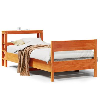 Bedframe zonder matras massief grenenhout wasbruin 120x190 cm