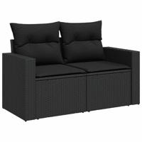 8-delige Loungeset met kussens poly rattan zwart - thumbnail