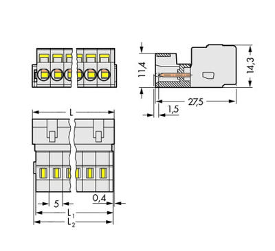 WAGO 721-605 Female behuizing (kabel) 721 Totaal aantal polen: 5 Rastermaat: 5 mm Inhoud: 1 stuk(s)
