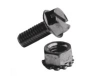 Fix-Nippel Zeskantbout met flens hex washer head screw 12mm w.toothed nut - thumbnail