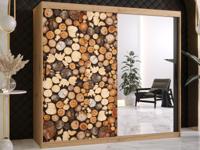 Kledingkast DREMBO 2 schuifdeuren 200 cm artisan eik met spiegel - thumbnail