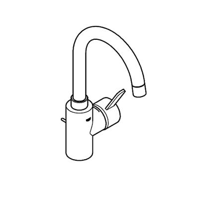 GROHE Eurosmart Cosmopolitan wastafelkraan L-size met afvoerplug met hoge draaibare uitloop chroom 32830001 - thumbnail
