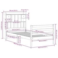 Bed met boekenkast zonder matras grenenhout wit 90x190 cm - thumbnail