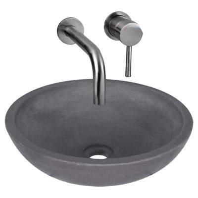 Waskomset Differnz Ravano Beton 40x12 cm Antraciet met Inbouw Wastafelkraan Gunmetal Waskomset Differnz Ravano Beton 40x12 cm Antraciet met Inbouw Wastafelkraan Gunmetal
