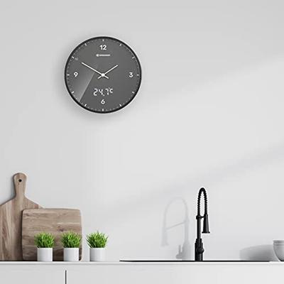 BRESSER MyTime LEDsec wandklok 24 cm met temperatuurweergave (athrazit)