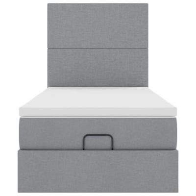 Ottoman bed met matras en LED's 100x200cm stof lichtgrijs