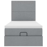 Ottoman bed met matras en LED's 100x200cm stof lichtgrijs - thumbnail