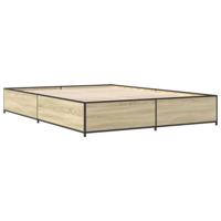 Bedframe bewerkt hout metaal sonoma eikenkleurig 150x200 cm - thumbnail