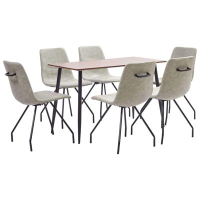 vidaXL 7-delige Eethoek kunstleer grijs