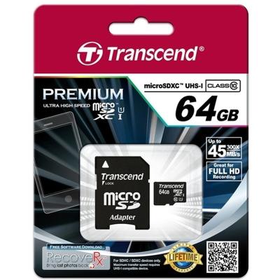 Transcend Premium microSDXC-kaart Industrial 64 GB Class 10, UHS-I Incl. SD-adapter