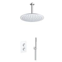 Fortifura Calvi Inbouw Regendoucheset - thermostatisch - plafondarm - 30cm hoofddouche - staaf handdouche - metalen doucheslang - chroom SW721166/SW377830/SW1139119/SW542643/SW767373/SW49 - thumbnail