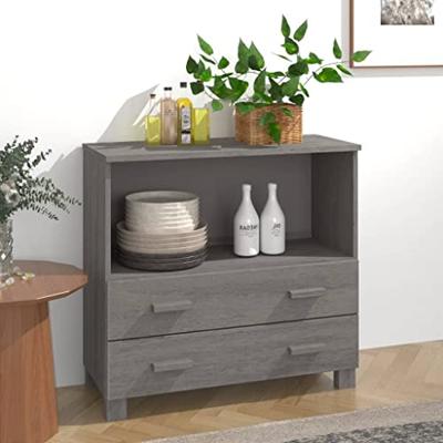 Dressoir HAMAR 85x35x80 cm massief grenenhout lichtgrijs