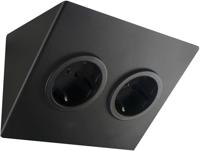 Caressi contactdoos dubbel stopcontact met randaarde 11,5x14x5,9 cm zwart - thumbnail