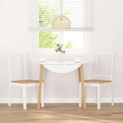 Eetkamerstoelen 2 st massief hout rubber wit