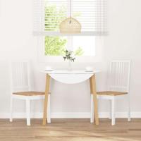 Eetkamerstoelen 2 st massief hout rubber wit - thumbnail