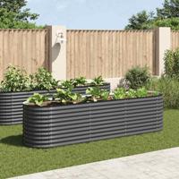 Plantenbak verhoogd 320x80x81 cm gegalvaniseerd staal grijs - thumbnail
