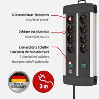 Brennenstuhl 1391000908 Stekkerdoos met schakelaar 8-voudig Zwart, Zilver Randaarde stekker 1 stuk(s) - thumbnail