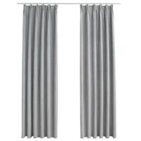 VidaXL Gordijnen verduisterend met haken 2 st 140x245 cm grijs - thumbnail