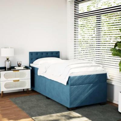 Boxspring met matras fluweel donkerblauw 100x200 cm