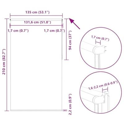 VidaXL Rolgordijn verduisterend 135x210 cm stofbreedte 131,6 cm VidaXL Rolgordijn verduisterend 135x210 cm stofbreedte 131,6 cm