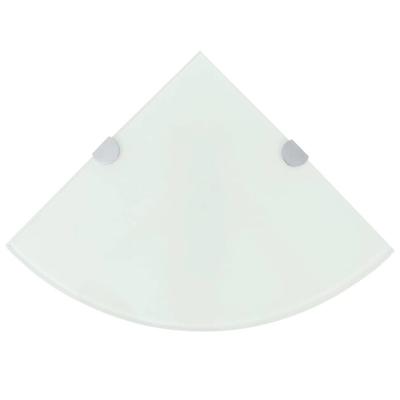 VidaXL Hoekschappen 2 st met chromen dragers 35x35 cm glas wit VidaXL Hoekschappen 2 st met chromen dragers 35x35 cm glas wit