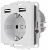 Stopcontact met USB poorten 2400mA mat wit voor een 40mm diepe doos - thumbnail