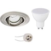LED Spot Set - Pragmi Alpin Pro - GU10 Fitting - Dimbaar - Inbouw Rond - Mat Nikkel - 6W - Warm Wit 3000K - Kantelbaar - Ø92mm - thumbnail