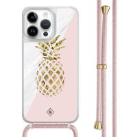 iPhone 13 Pro Max hoesje met rosegoud koord - Ananas - thumbnail