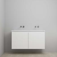 On-Line Onderkast - 120 cm - Voorgemonteerd - Greeploos 2 Deuren - Acryl Wastafel - Kraangat naar Keuze - Hoogglans Wit - thumbnail
