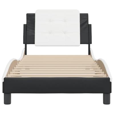 Bedframe met hoofdbord kunstleer zwart en wit 100x200 cm Bedframe met hoofdbord kunstleer zwart en wit 100x200 cm