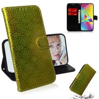 Voor Galaxy M20 effen kleur kleurrijke magnetische Buckle horizontale Flip PU lederen draagtas met houder & kaartsleuven & portemonnee & Lanyard (goud - thumbnail