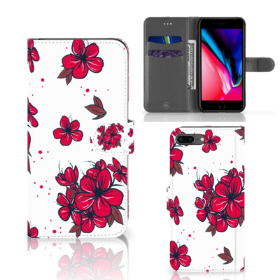 Apple iPhone 7 Plus | 8 Plus Hoesje Blossom Red | Portemonnee hoesje