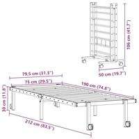 Bedframe zonder matras opvouwbaar 75x190 cm staal wit - thumbnail