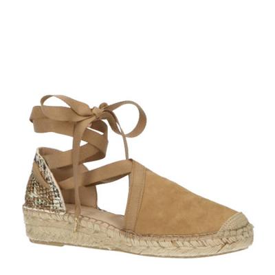 Fred de la Bretoniere suède espadrilles met slangenprint lichtbruin Fred de la Bretoniere suède espadrilles met slangenprint lichtbruin