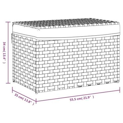 VidaXL Wasmand met deksel 55,5x35x34 cm poly rattan grijs