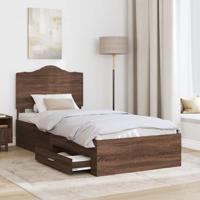 Bedframe met hoofdeinde Bruin Eiken 75 x 190 cm Bewerkt hout - thumbnail