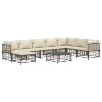 9-delige Loungeset met kussens poly rattan antracietkleurig - thumbnail