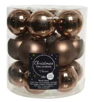 Decoris kerstballen glas walnoot 4cm 18st - thumbnail
